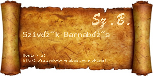 Szivák Barnabás névjegykártya
