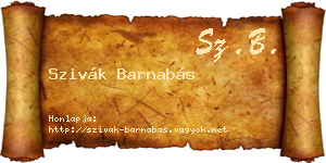 Szivák Barnabás névjegykártya